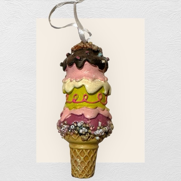 Dreamin' of Ice Cream Cone 3 Scoops Christmas Ornament Sweet Treats - Picture 2 of 6